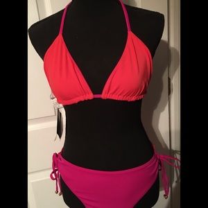 Pink & Orange Size 8 Fun Bikini Reversible NEW! Newport News Swimwear Pool Beach